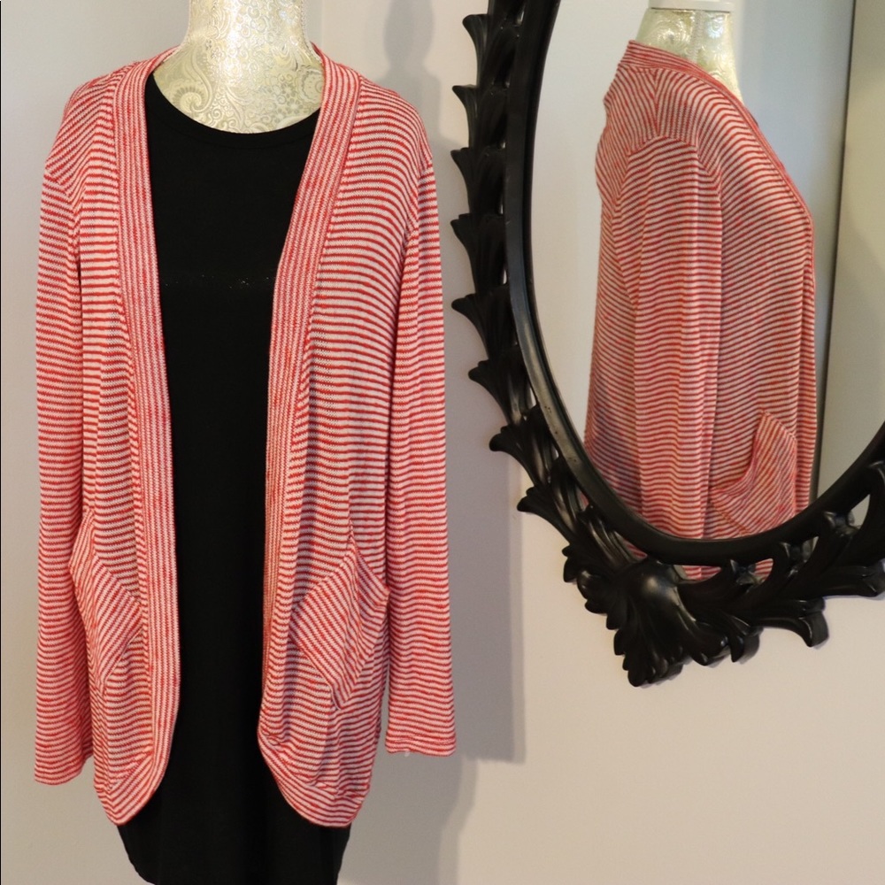 {Harlow & Graham} red and white Striped Sweater
